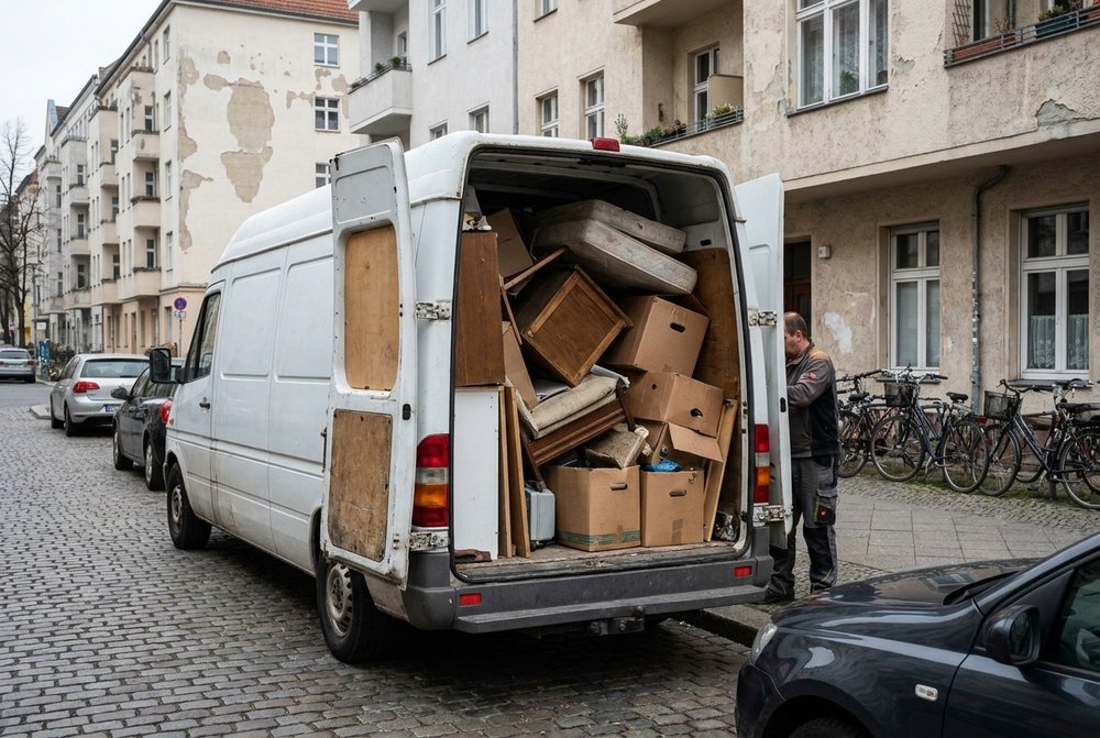 Beladener Transporter mit zu entsorgenden Gegenständen