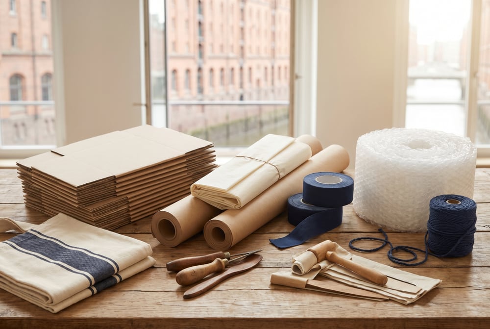 Ordentlich arrangiertes Packmaterial