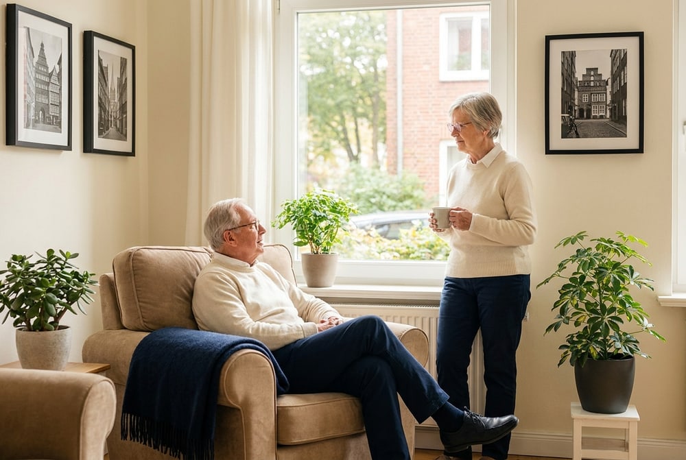 Gemütlich und vertraut eingerichtetes neues Zimmer